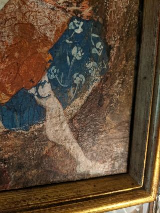 1960 LUCIANO SPAZZALI Abstract mid century Mixed Media Painting Woman Portrait 4