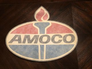 Amoco Oil Gas Sticker Large 17” X 14” (to Top Of Torch) Very Rare