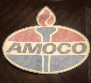 Amoco Oil Gas Sticker LARGE 17” X 14” (to Top Of Torch) Very Rare 2