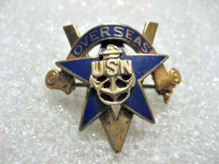 /pin Us Navy Sweetheart Pin V - Overseas,  Ww2,  Sterling