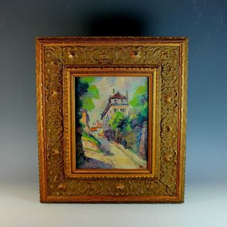 French Impressionist Oil Painting Of A Street Scene Signed