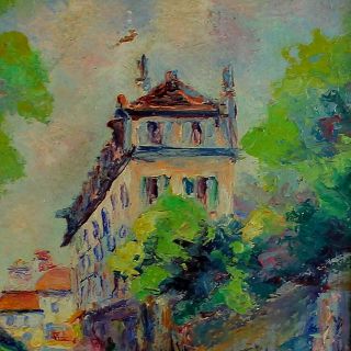 French Impressionist Oil Painting of a Street Scene Signed 3