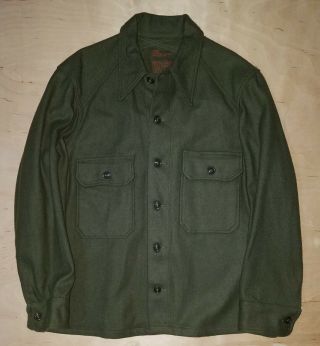 Us Military Issue Cold Weather Shirt Green Wool 108 1953 Old Stock Large