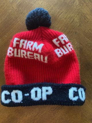 Vintage Farm Bureau Co - Op Sock Hat / Stocking Hat
