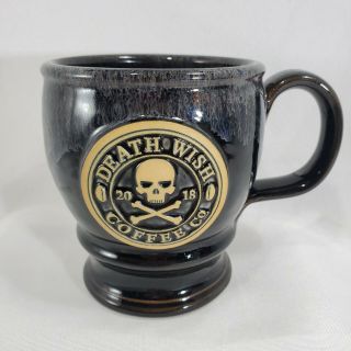 Death Wish Coffee Deneen Pottery Mug 2018 Skull & Crossbones Logo Handthrown