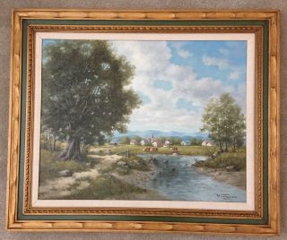 William Harisch Oil On Canvas Landscape Painting Signed And Dated 1974