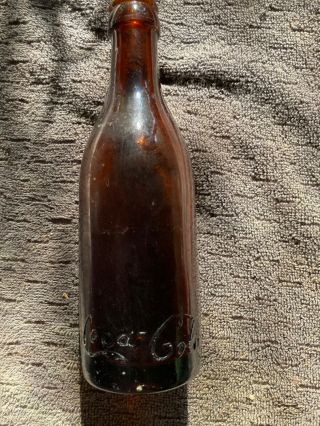 C1915 Antique Coke Coca Cola Bottle Amber Nashville Root Brown Soda