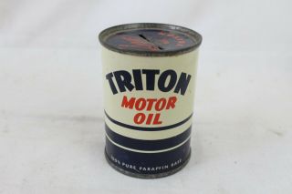 Vintage Metal Gas & Oil Can Bank Advertising Rare Triton Union 76 Motor Oil