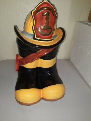 Fire Fighter Fireman Cookie Jar Hat Boot
