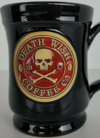 2017 Death Wish Coffee Skull & Bones 12 Oz.  Mug Deneen Pottery Hand Thrown Usa