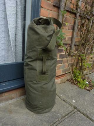 British Army Military Green Canvas Sausage Kit Bag 1980