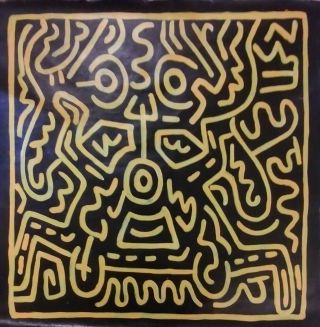 Oil On Canvas Painting By Keith Haring Signed On Back & Dated 36 " X 36 "