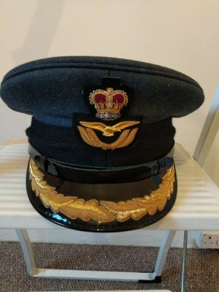 Royal Air Force Officers Cap Air Marshall Air Commodore.  Gold Braid Peak Size 57