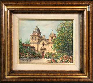 Art: Oil Painting By Peter Bunell Titled " Carmel Mission " 8 " X 10 "