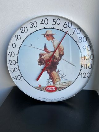 Vintage Coca Cola Thermometer Norman Rockwell Tru Temp Jumbo Dial By Tca