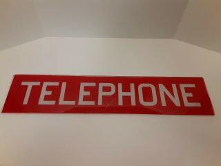 Vintage Red Glass " Telephone " Booth Sign 25.  5 " X 5.  5 " (a)
