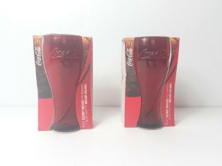 2 Mcdonald’s Coca - Cola Coke Glass Red Limited Edition 2018