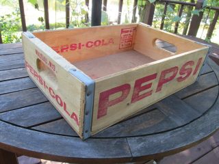 Vintage Pepsi Cola Soda Wood Crate Metal Trim Wausau,  Wi