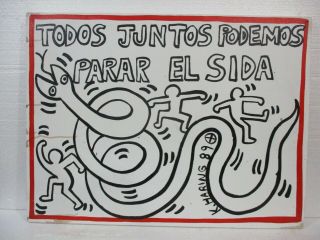 Acrylic On Canvas By Keith Haring 1989 In
