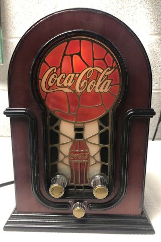 Vintage Coca - Cola Stained Glass Lighted Am/fm Radio