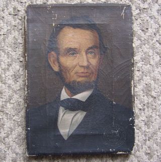 Abraham Lincoln Painting,  Illinois Watch Co.  Lincoln Railroad Pocket Watch Adv.