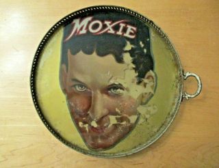 1911 Moxie Soda Reverse Painted Glass Serving Tray Very Rare