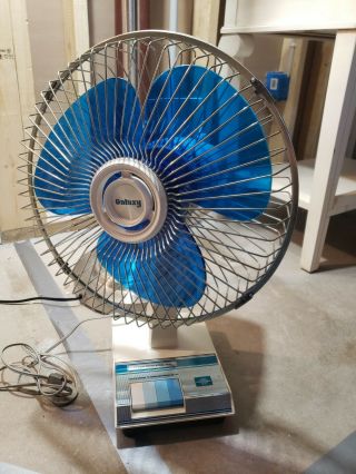 Galaxy 12 Inch Oscillating Fan,  Blue Blades,  3 Speeds