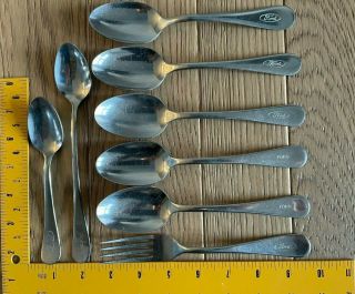 8pc Set Ford Motor Co Thor Incisco Atlas Stainless Flatware Ice Tea Spoons Fork