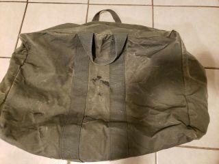 Vintage Us Military Army Flight Green Cotton Canvas Large Duffle Bag