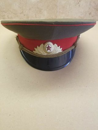 Vintage Soviet Russian Military Officer Visor Cap Hat Size 59 Ussr