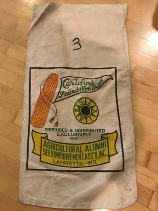 Vintage Indiana Certified Seed Corn Sack Bag Agricultural Alumni Lafayette Ind.