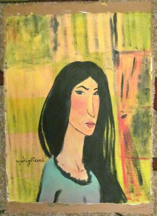 Vintage Abstract Canvas Signed Amedeo Modigliani,  Modern Art 20th Century 2