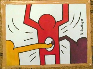 Vintage Abstract Canvas Signed Keith Haring,  Modern Art 20th Century 2