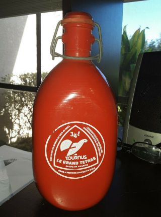 Vintage French Metal Red Flask : Le Grand Tetras 0,  75l Rare /1970ss
