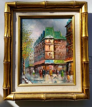 Listed Artist T Carson 8x10 Oil Painting Street Scene On Wood Signed Paris