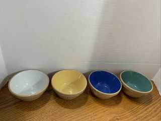 4 Mason Cash England Small Brown Pottery Stoneware Mixing Bowl 4.  5 " X 2.  5”