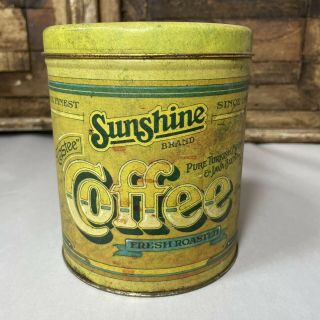 Vintage Sunshine Brand Coffee Tin Can 1979 Pentron Industries Inc Empty Containe