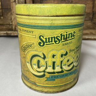 Vintage Sunshine Brand Coffee Tin Can 1979 Pentron Industries Inc Empty Containe 2