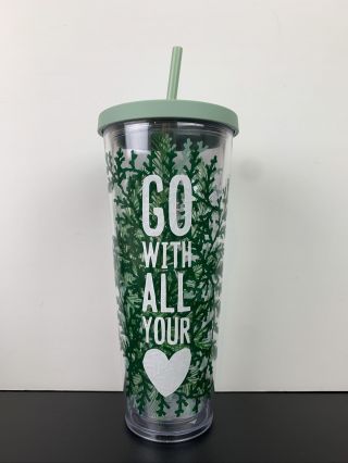 Starbucks Christmas Holiday Go With All Your Heart Cold Cup Tumbler 24 Oz