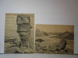 Landscape Pen And Ink Sketches By Canadian Artist Tom Stone 1894 - 1978