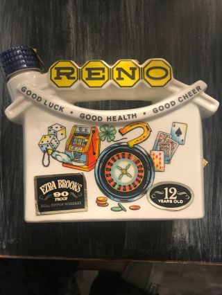 Vintage 1968 Ezra Brooks " Reno " Whiskey Decanter (empty) E11