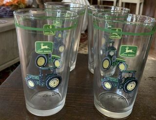 John Deere Drinking Glasses " Nothing Runs Like A Deere " 16 Oz Pint Set Of 4