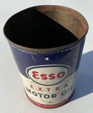 Vintage Esso Extra Motor Oil Can Top Missing Authentic Patina Automotive