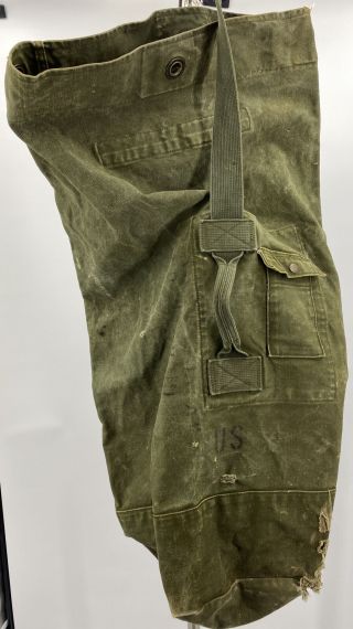 Vintage Us Military Army Green Canvas Duffel Laundry Bag Retro Large Usa