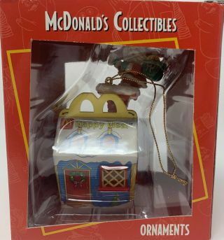 1996 Mcdonald’s Collectible Ornament Santa On Happy Meal Box Chimney Matrix