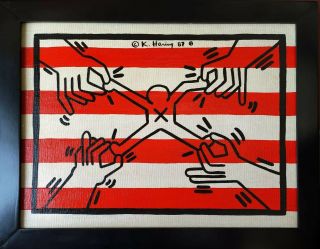 Acrylic On Canvas By Keith Haring 1987