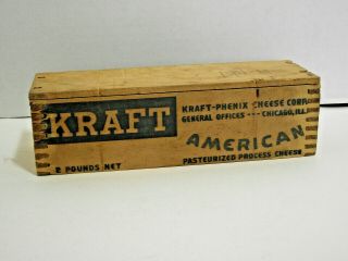 Vintage Antique Kraft Wooden Cheese Box 2lb Net Size - American - Stamped White