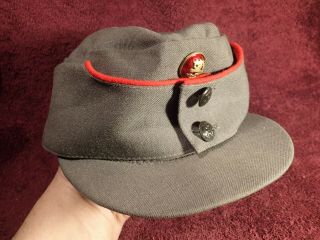 Red Rim Vintage Finland Finnish Army Officer Military Hat Cap & Cockade