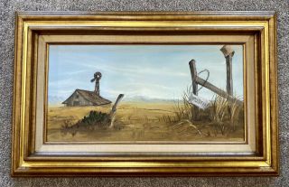Oil Painting “mt.  Valley Barn Landscape” On 10x20 Canvas Framed Signed By Roper