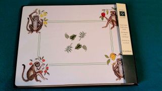 Lynn Chase Lady Clare Monkey Business Set Of 4 Lacquered Placemats